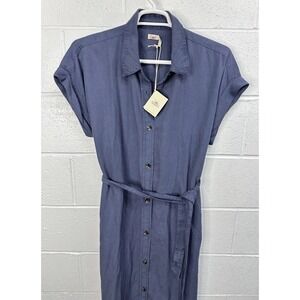 NEW Faherty‎ Arlie Shirtdress Navy Blazer Linen Tencel Belted Pockets / Size XL